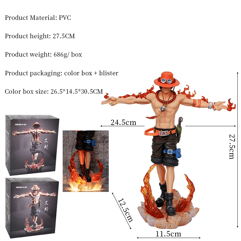 Anime PVC Activity Figures-27.5cm Portgas D Ace Base Light-Up